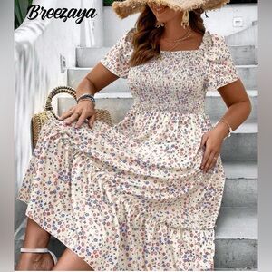 SHEIN Cream Floral Maxi Dress